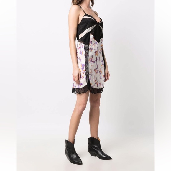 NWOT Zadig & Voltaire Cole Panelled  Dress with lace ruffle SZ L - Picture 4 of 7